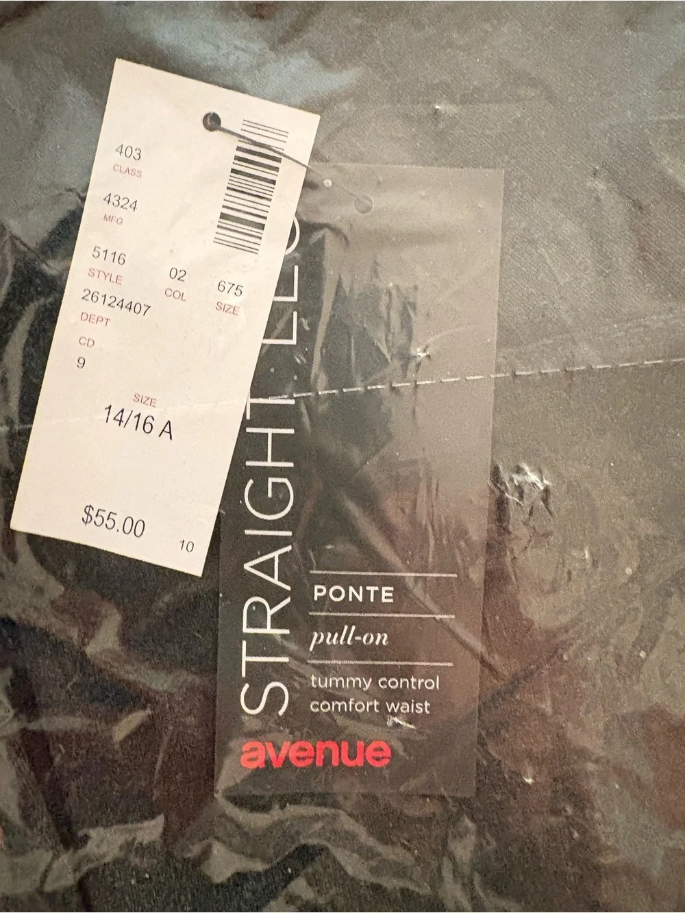 Avenue Straight Leg Ponte Pants 14/16A NWT Pull On Tummy Control Plus Size